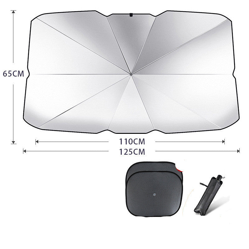 Foldable Car Windshield Sun Shade Umbrella UV Protection Vehicle DealSniper.net Coated silver Small with 2pcs mesh
