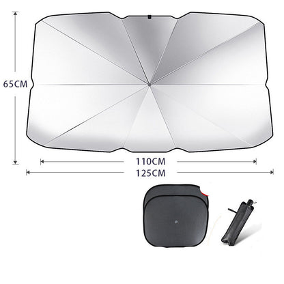 Foldable Car Windshield Sun Shade Umbrella UV Protection Vehicle DealSniper.net Coated silver Small with 2pcs mesh