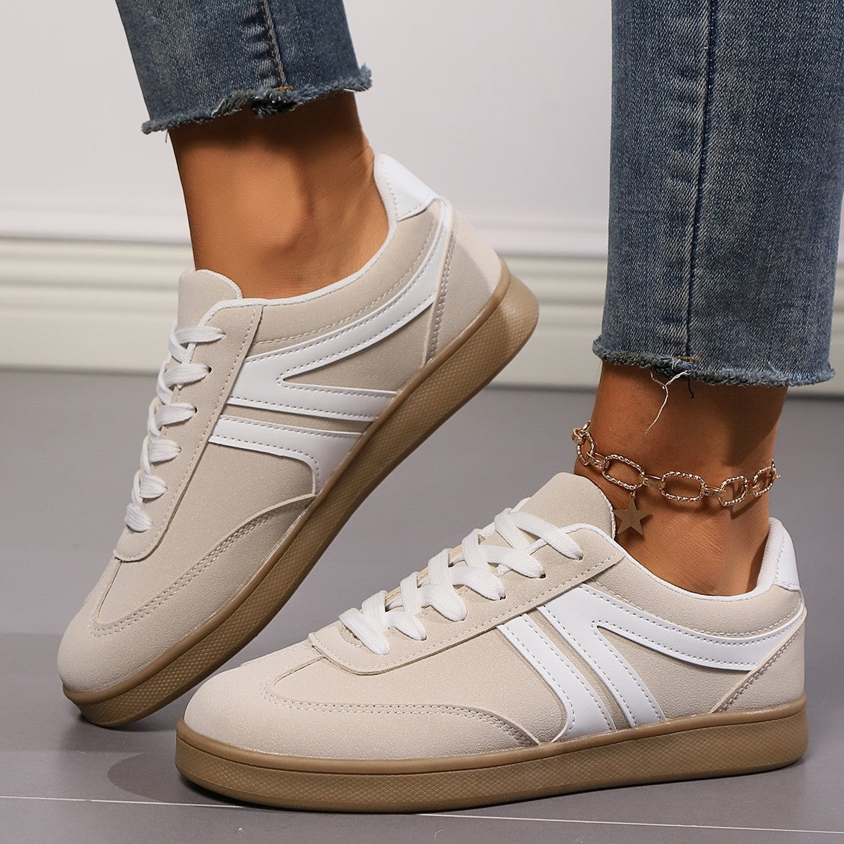 Lace-up Round Toe Flats Shoes Fashion Sports