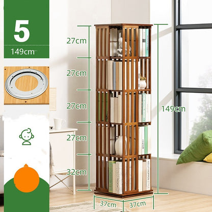 Wooden Horse Person Rotating Bookshelf Floor Lockers Simple House dealsniper-net Brown Fifth floor