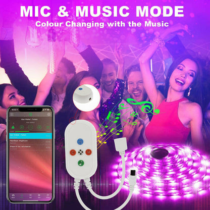 Led Strip Lights 5050 RGB Bluetooth Room Light Color Changing with Remote Home dealsniper-net