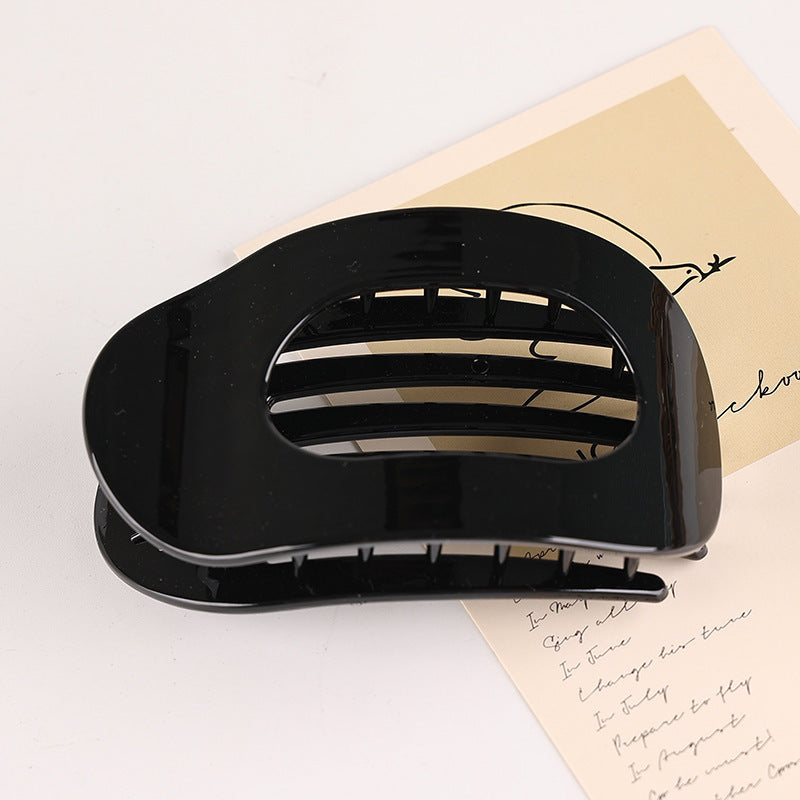 Flat Oval Barrettes Back Head Hair Claw Women DealSniper.net Polished Black Pc