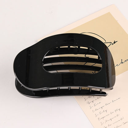 Flat Oval Barrettes Back Head Hair Claw Women DealSniper.net Polished Black Pc