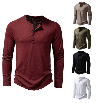 Men's Long-sleeved T-shirt Fashion Casual Solid Color Men Gym From House