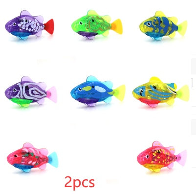 Cat Interactive Electric Fish Water Toy For Indoor Play Swimming Pets dealsniper-net 8 random with lights 2PCS