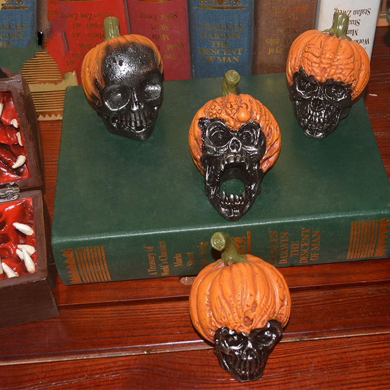 New Evil Pumpkin Skull Halloween Resin Ornament