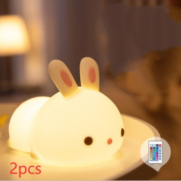 New Year'S Gift Rabbit Silicone Lamp Pat Feeding Creative Home Decor Gym From House Basic remote control model 2PCS