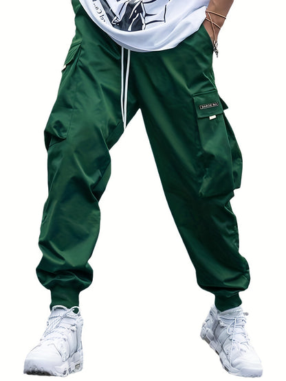 Multi-pocket Cargo Pants Men's Casual Hip-Hop Drawstring Men Gym From House Dark Green 3XL