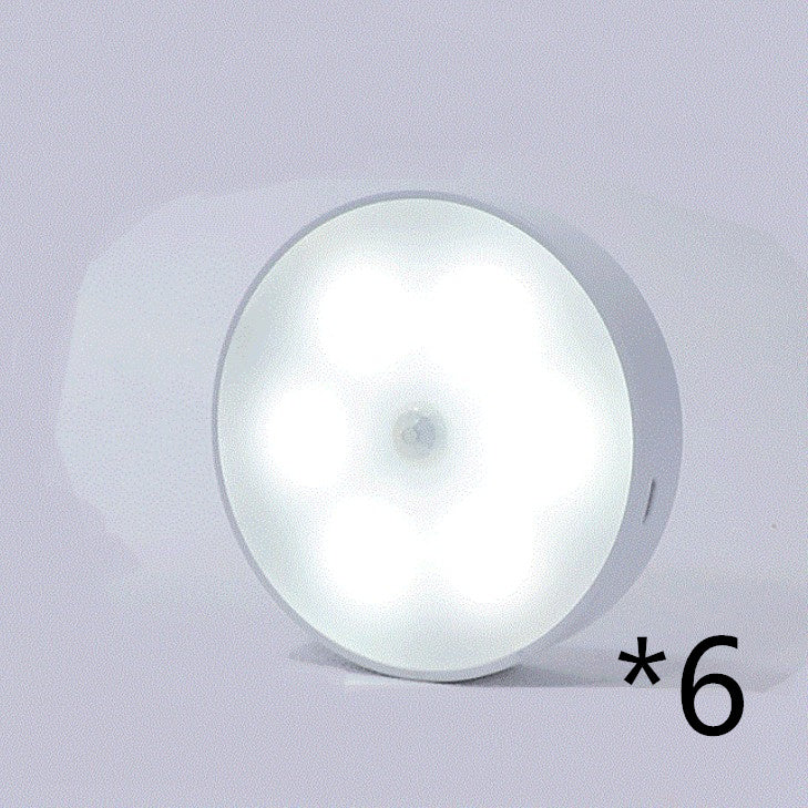 Usb Rechargeable Motion Sensor Light Round Wireless LED Light Kitchen dealsniper-net 6pcs White light USB