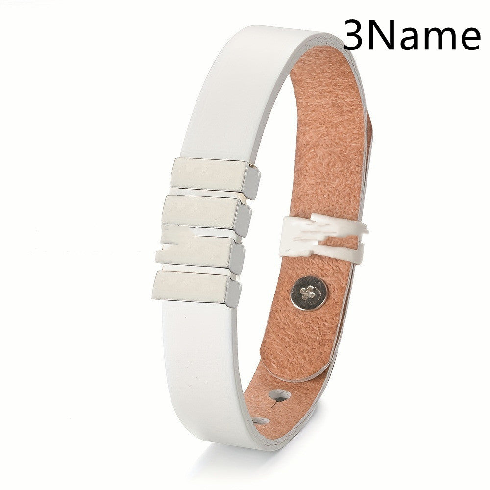 Customized Family Names Bracelet For Men Personalized Engraved Jewelry Gym From House White 3Name