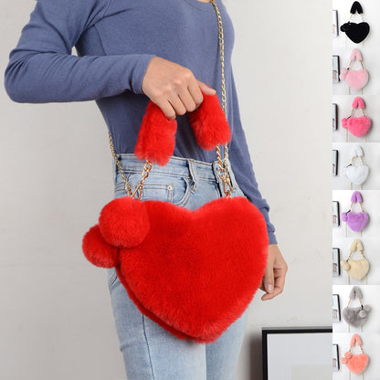 Love Bags Soft Plush Handbags Women Valentine's Day Party Bag Women dealsniper-net