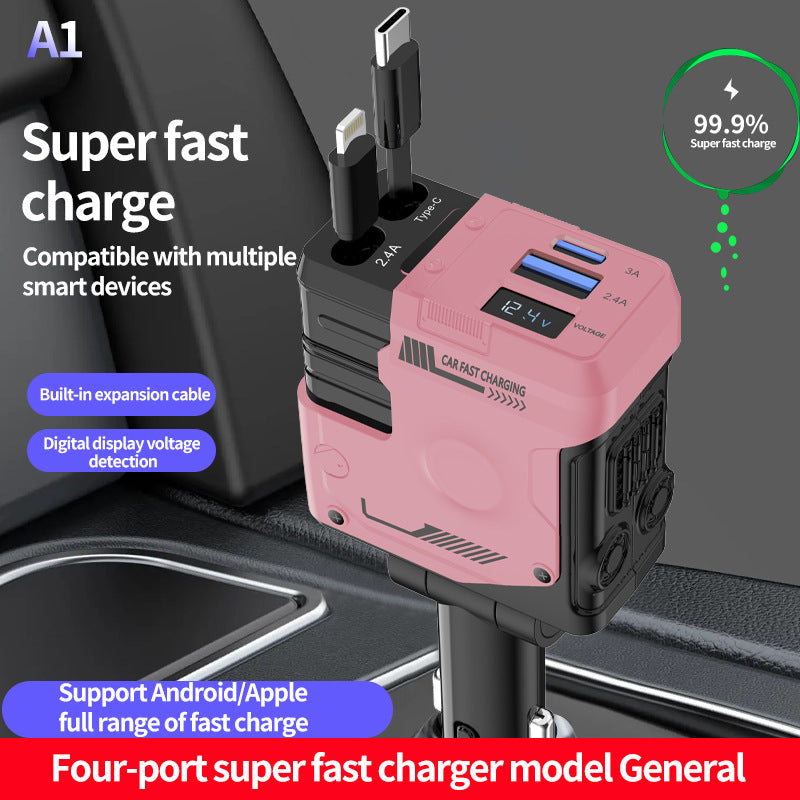 Car Charger Fast Charging And Retractable Four-in-one Vehicle dealsniper-net