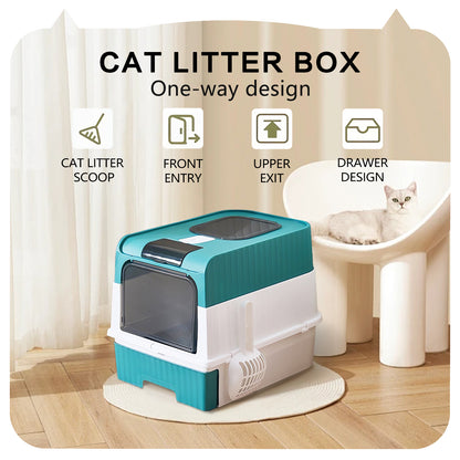 Super Large Capacity Cat Litter Box - Easy To Clean Pets dealsniper-net Blue