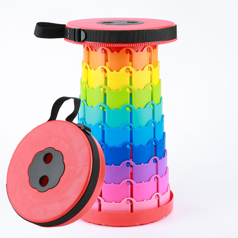 Children's Rainbow Folding Stool Portable Retractable Chair Kids dealsniper-net Adult Rainbow Red