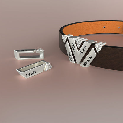 New Leather DIY Lettering Bracelet Drill Buckle Jewelry Gym From House 3small beads Steel