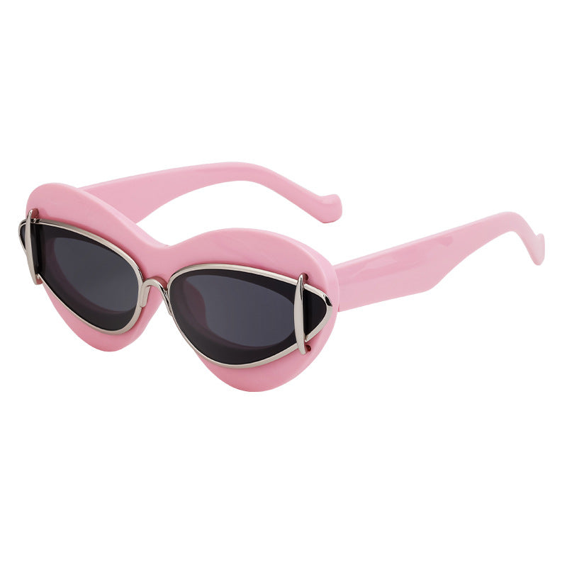 New European And American Fashion Cat-Eye Sunglasses Women Gym From House C4 bright silver all gray