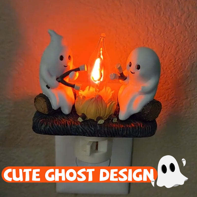 Ghost Campfire Flickering Nightlight 2 Ghosts Roasting Plug Wall