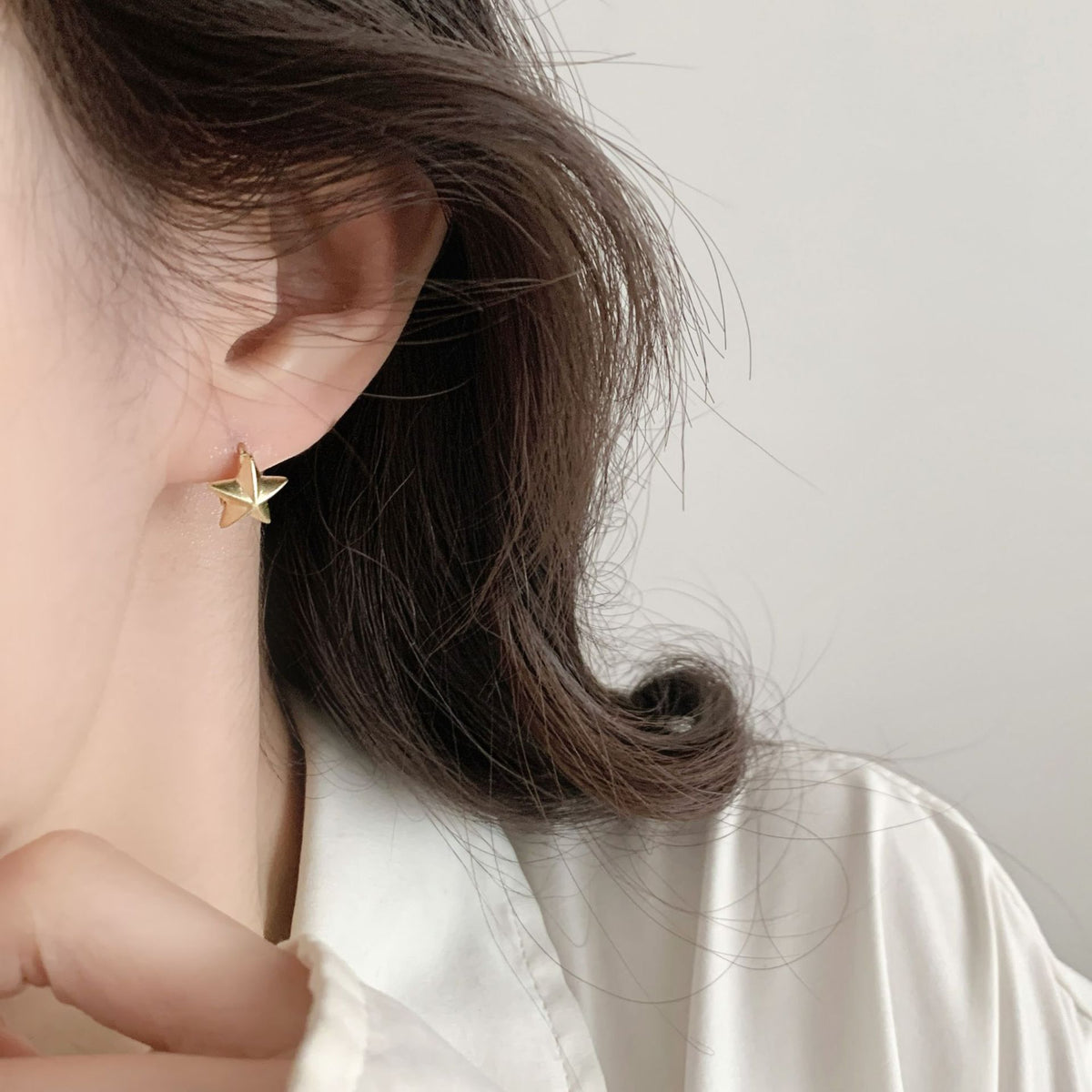 Women Light Luxury Five Pointed Star Hoop Ear Buckles Jewelry Gym From House