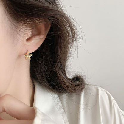 Women Light Luxury Five Pointed Star Hoop Ear Buckles Jewelry Gym From House