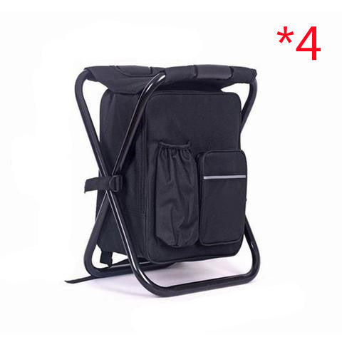 Multifunction Outdoor Folding Chair Ice Cooler Picnic Bags Camping Outdoor dealsniper-net Black 4PC