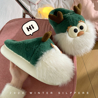 Cute Cartoon Christmas Deer Cotton Shoes Winter Indoor Women dealsniper-net