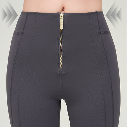 High Waist Zipper Bell-bottom Trousers For Women Slimming Women Gym From House