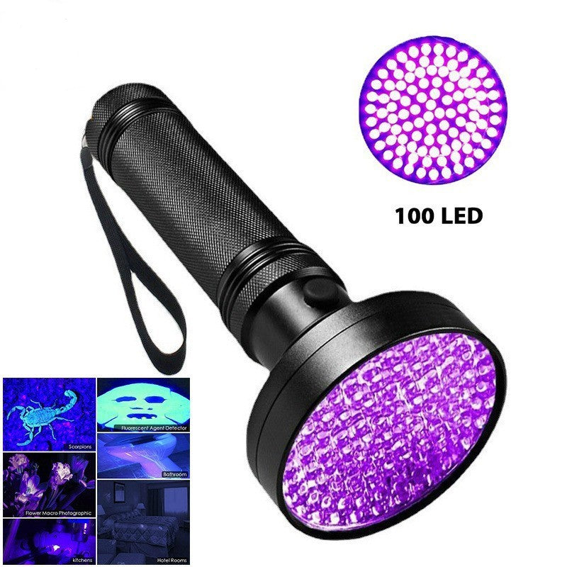 UV Violet Flashlight Fluorescent Agent Detection Lamp UV Lamp Gadgets DealSniper.net Black