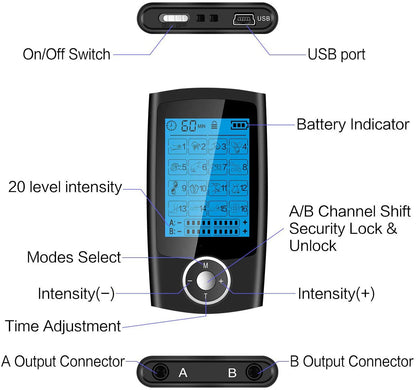 Digital Physiotherapy TENS Machine EMS Unit 16Mode Pulse Massage