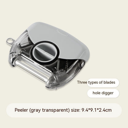 3 In 1 Stainless Steel Peeler Shredder Portable Manual Cutter Kitchen dealsniper-net Gray