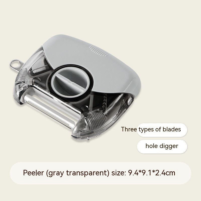 3 In 1 Stainless Steel Peeler Shredder Portable Manual Cutter Kitchen DealSniper.net Gray