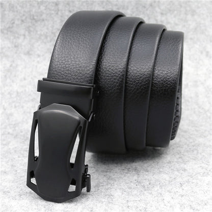 Microfiber Leather Ratchet Belt Adjustable Automatic Buckle Black Belts For Men Men dealsniper-net