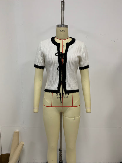 Summer Women Short Sleeve Knit Cardigan Women Gym From House