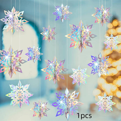 Christmas Decorations 3D Mini Flag Scene Show Window Pendant Holidays DealSniper.net Laser 1PCs
