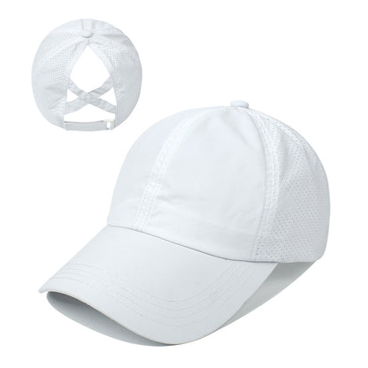 Women's New Outdoor Sports Ponytail Baseball Hat Women Gym From House White adjustable