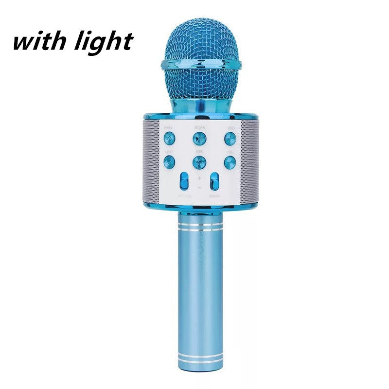 Wireless Microphone Portable Bluetooth Mini Home Ktv Gadgets dealsniper-net Blue with light