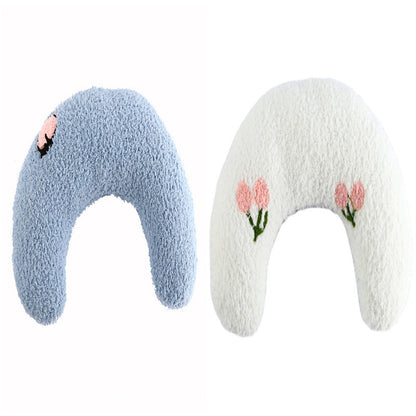 Little Pillow For Cats Fashion Neck Protector Deep Sleep Puppy U-Shaped Pillow Pets Pillow Kitten Headrest Dog Sleeping Pillow Pet Products Pets dealsniper-net Blue and white 2PCS