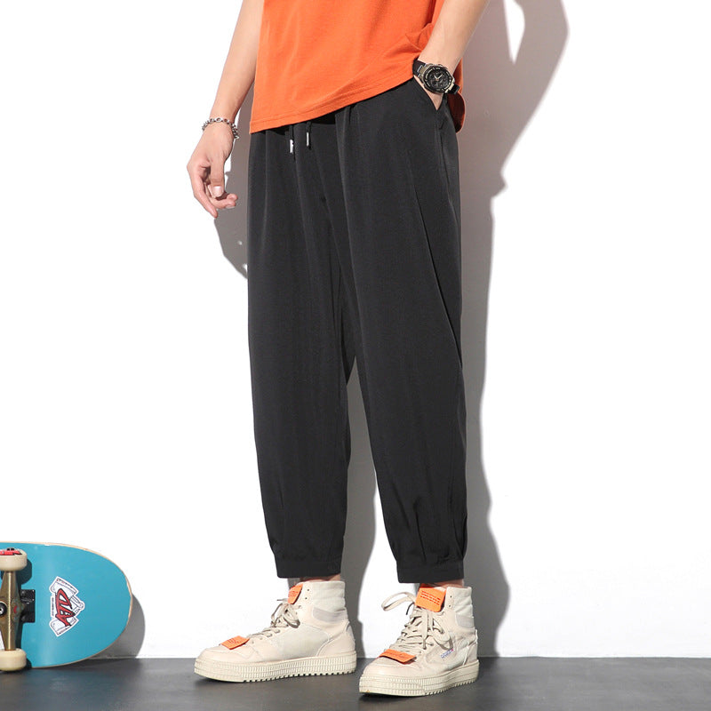 Drawstring Pants Summer Casual Ice Slik Trousers Jogger Hiking Sports Pants Men Men dealsniper-net Black 2XL