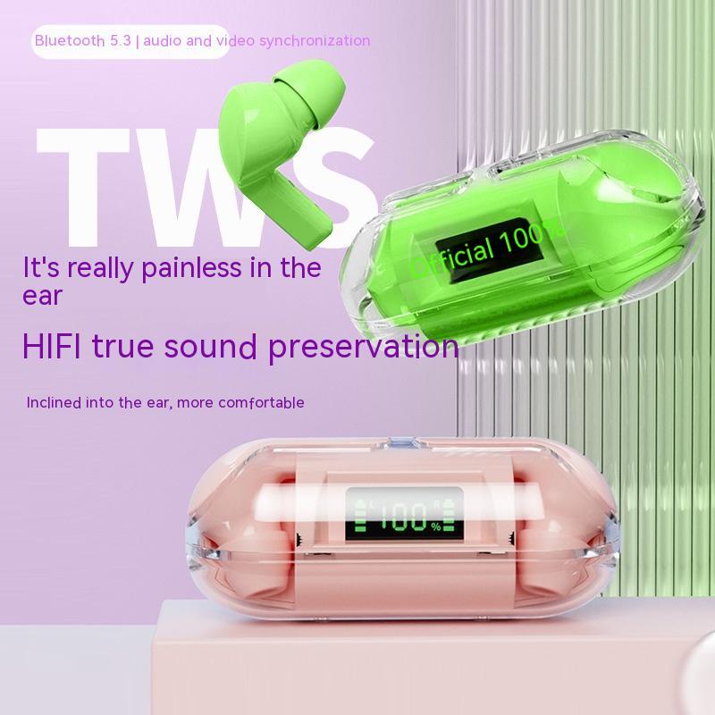 Wireless Digital Display Bilateral Stereo Transparent Headset Electronics dealsniper-net