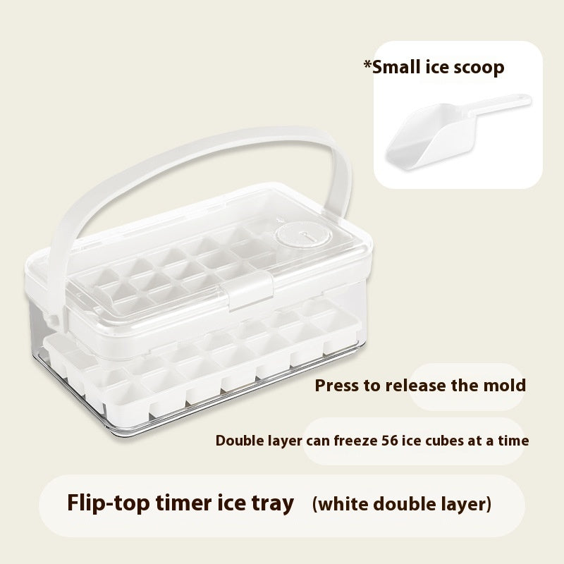 Food Grade Ice Maker Double-layer Push-type Silicone Ice Tray Kitchen DealSniper.net White Double Layer