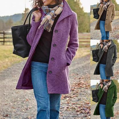 Winter Single-breasted Lapel Coat Fashion Commuter Women null