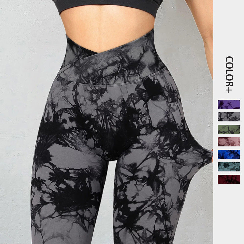 Seamless Tie Dye Leggings Women Yoga Pants Push Women dealsniper-net