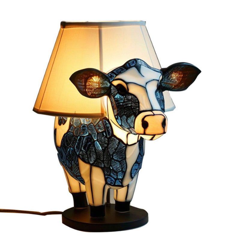 Luminous Bullhead Table Lamp Decoration Home Decor DealSniper.net Black And White Cow 12x15x16.5