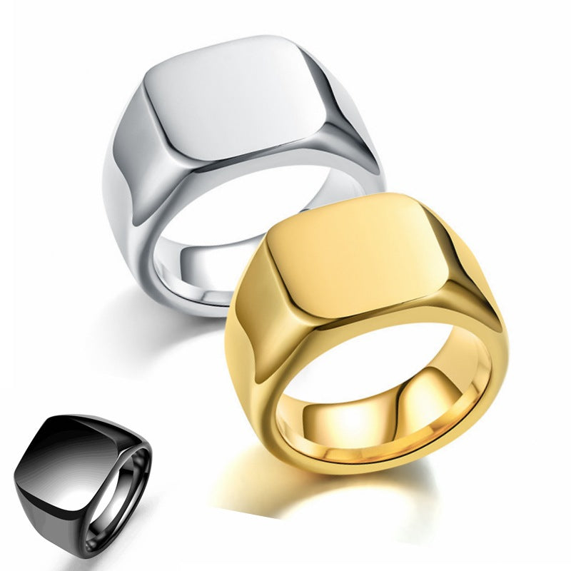 Vintage Stainless Steel Plain Face Ring Rings Jewelry Party Gift Jewelry dealsniper-net