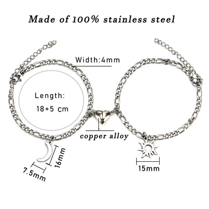 Stainless Steel Sun And Moon Bracelet Creative Sex Heart Magnet Attracts Jewelry dealsniper-net