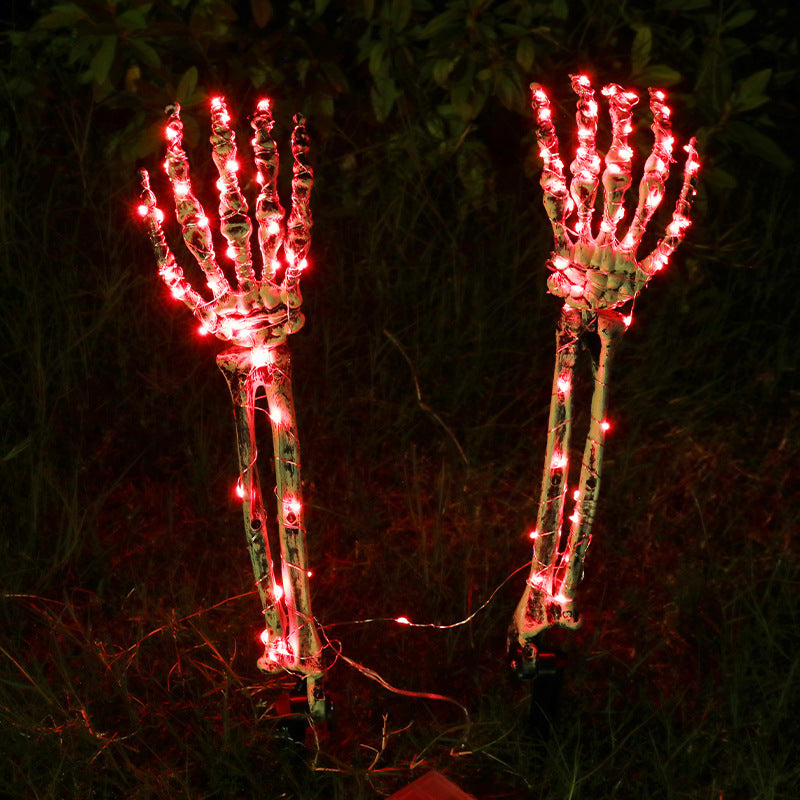 Halloween LED Light Up Skeleton Arm Hand Halloween Party Outdoor Garden dealsniper-net Red Left And Right Hand