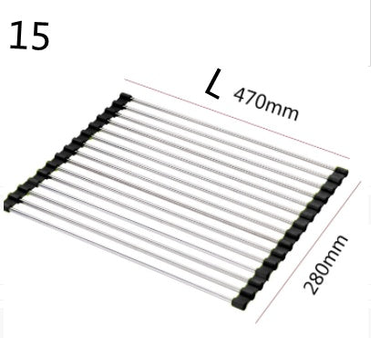 Folding Kitchen Drain Sink Rack Stainless Steel Kitchen DealSniper.net Black 15 L
