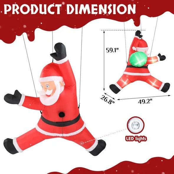 4.9 FT Lighted Christmas Decoration Inflatable Hanging Santa Claus