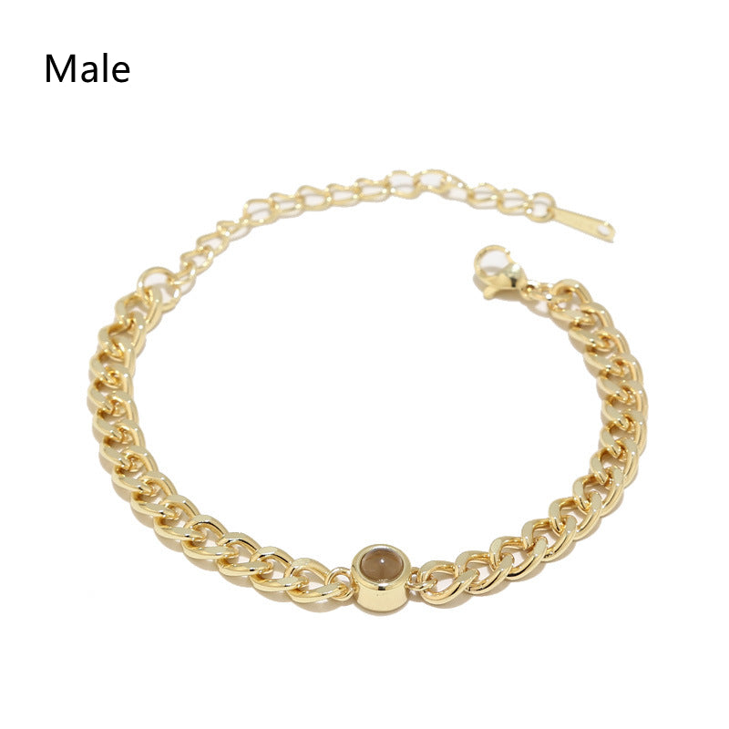 Titanium Steel Personalized Photo Custom Bracelet Jewelry Gym From House Gold male