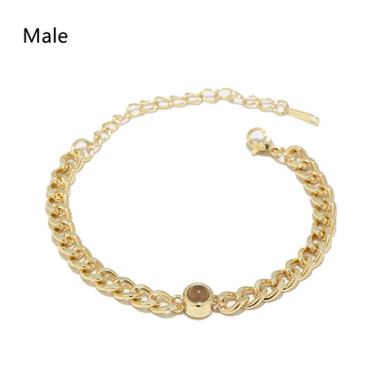 Titanium Steel Personalized Photo Custom Bracelet Jewelry Gym From House Gold male