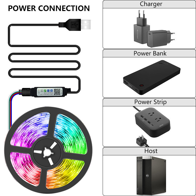 5050 Light Bar USB Bluetooth 5v Flexible LED Strip Home Decor dealsniper-net